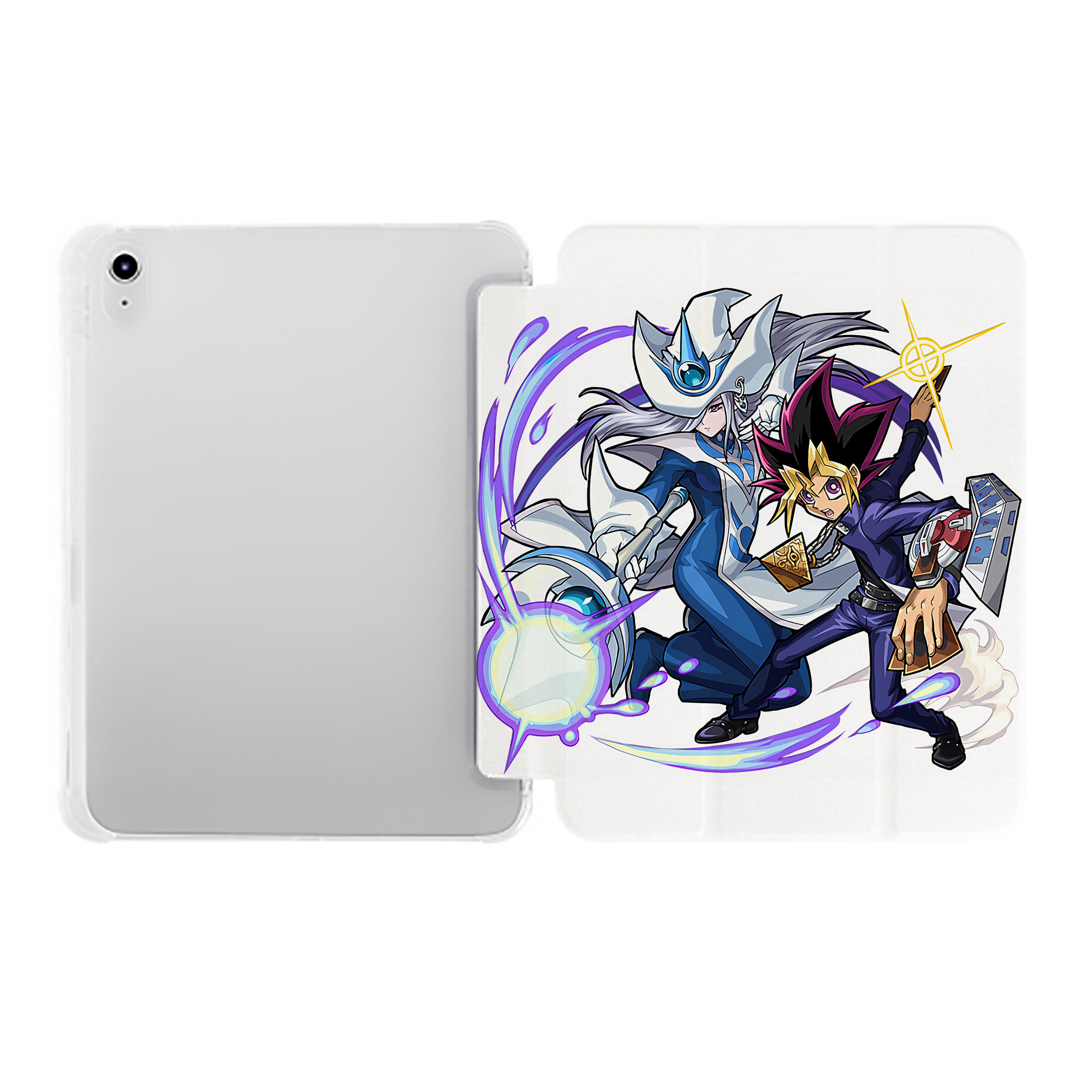 （画像用） 遊☆戯☆王 Yu-Gi-Oh! IPad ケース ペン収納付き 三つ折りスタンド PUレザー×シリコン 対応機種9.5/10.5/10.9インチ